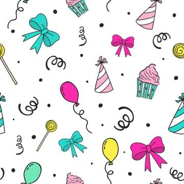 Party seamless pattern. Celebration hand drawn background Stock Illustration