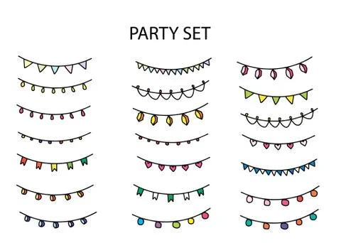 Party set with different garlands Stock Illustration