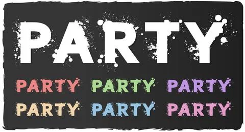 Party Splash Text Sets, with Different Pastel Color, Vector Illustration Stock Illustration