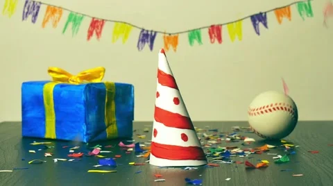 Party stuff on a table Stock Footage 68375056