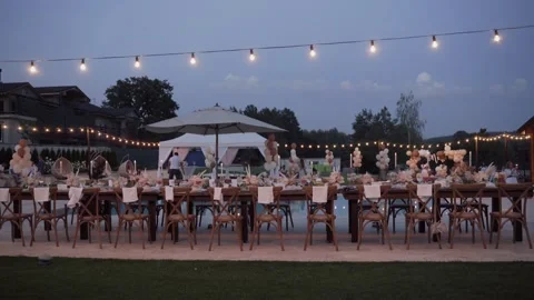 Party table decor. Luxury wedding, party, birthday. Stock Footage 170422650