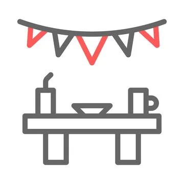 Party table with decorations. Concept of celebration, event, and holiday. Stock Illustration