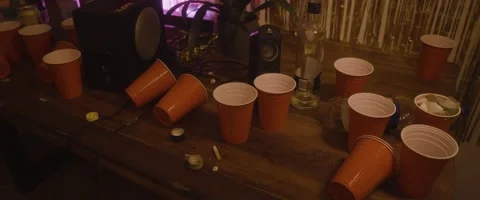 Party Table With Party Cups 動画素材 138086304