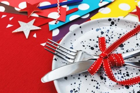 Party table setting background Stock Photos
