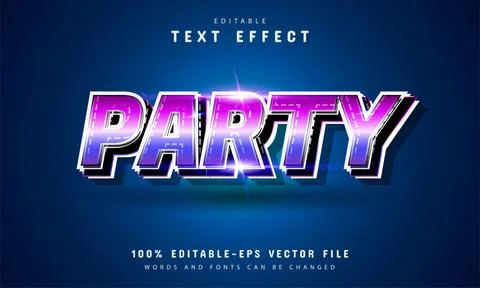 Party text, editable text retro style Stock Illustration