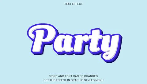 Party text effect in 3d style Stock Illustration