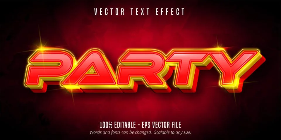 Party text, neon style editable text effect Stock Illustration