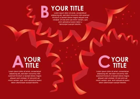 Party theme layout design with Red ribbon and confetti Stock Illustration
