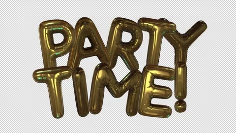 PARTY TIME 3D Balloon Caption Stock Footage 266231409