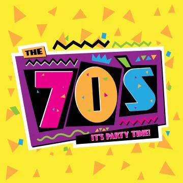 Party time The 70 s style label. Vector illustration. Stock Illustration