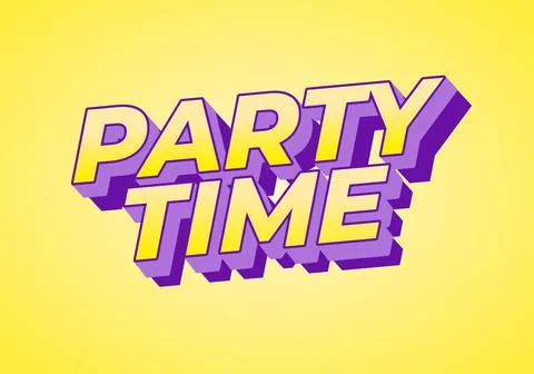 Party time. Bold layered 3D text effect for fun and festive celebration desig Illustrazione stock