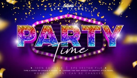 Party Time Musical Text Effect Design Editable Vector Graphic Style Effect wi Stock Illustration