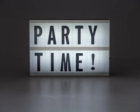 'PARTY TIME!' in retro lightbox Stock Photos