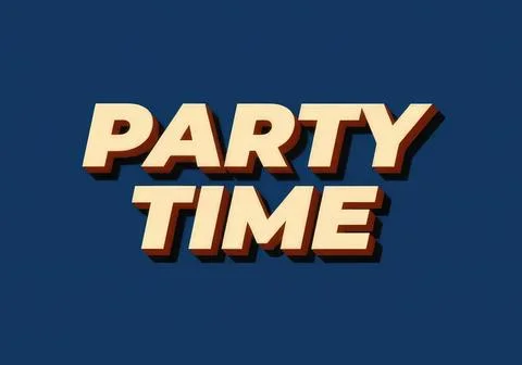 Party time text with bold 3d letters on dark background Stock Illustration