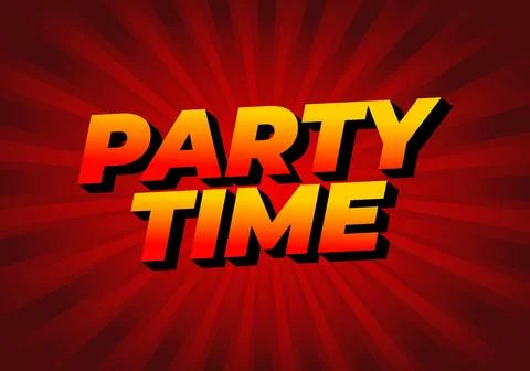 Party time. Text effect in 3D look with eye catching colors 스톡 일러스트