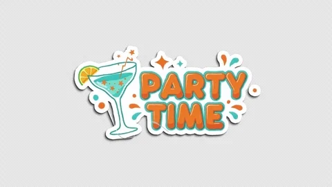 Party Time Wiggle Sticker, Doodle Style Video stock 321059570