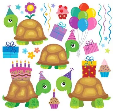 Party turtles theme image Stock Illustration