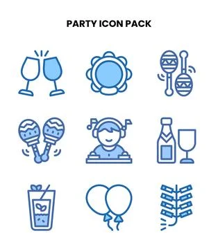 Party Two Colour Icons Pack Stock Illustration