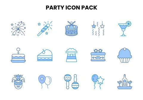 Party Two Colour Set Icons Pack Ilustração Stock