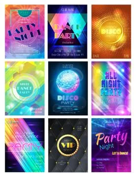 Party vector pattern disco club or nightclub poster background and night Stock Illustration