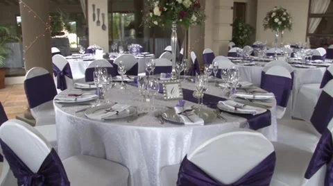 Party Wedding Function Table setting 02 GlideCam NTSC Stock Footage 35424142
