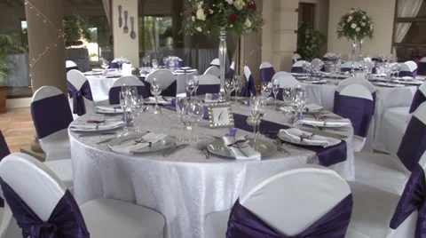 Party Wedding Function Table setting 02 GlideCam PAL Stock Footage 35424152