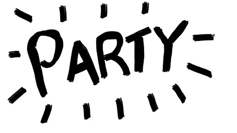PARTY Word Scribble Animation Doodle Cartoon 4K Video stock 72442835