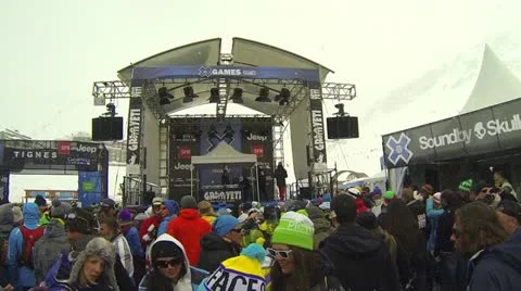 Partying outside in the snow Stock Footage 22389745