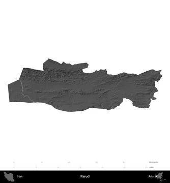 Parud, Iran, isolated on white. Grayscale Stock Illustration