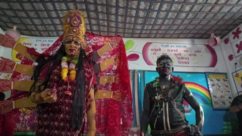 Parvati dressing in a school for Charak Puja, Kamalganj, Bangladesh Stock-Footage 310758258