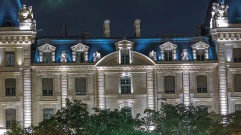 Parvis Notre Dame night timelapse - Place Jean-Paul II. Paris. France Stock Footage 236996692
