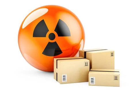 Parzellen mit Strahlungszeichen. 3D-Rendering Parcels with radiation sign.... Stock-Fotos