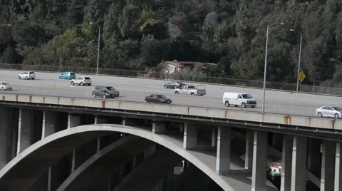 Pasadena freeway on a busy weekday Video stock 52190760