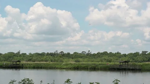 Pasadena, TX, US - June 06, 2022: Visitors walking and fishing on the boardwalk Stock-Footage 227620914