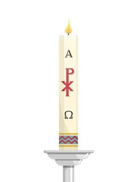 Paschal candle for Easter vigil of Holy Week above Silvered candlestick Stock Illustration