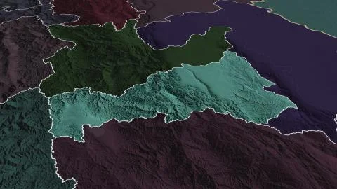 Pasco, Peru. Colored and bumped map of the administrative division Stock Illustration