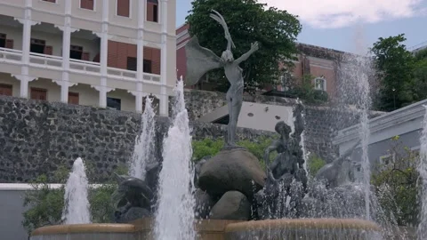 Paseo de la Princesa in old San Juan Puerto Rico Historic and touristic Landmark Stock Footage 156059352