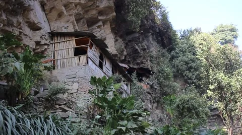 Pashupatinath: hut at the far end of the complex Stock Footage 58560994