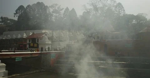 Pashupatinath Temple during sunrise Stock Footage 72994176