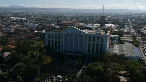 Pasig City Hall Aerial Stock Footage