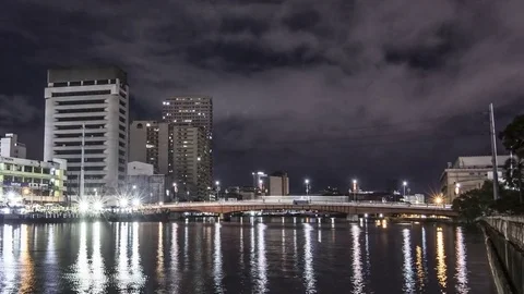 Pasig River and Postal Museum, Manila, Philippines, Night Time Lapse Stock Footage 85063617
