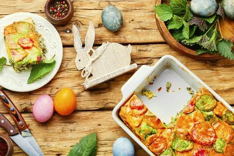 Pasqualina Italian Easter cake Stock Photos