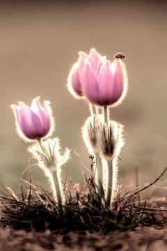 Pasqueflowers in spring Foto stock