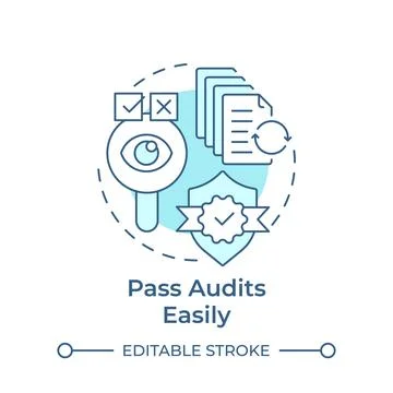 Pass audits easily soft blue concept icon Stock Illustration