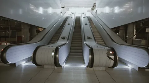Pass on the Escalator Under Construction Baumanskaya Metro Underground Station Stock Footage 60769406