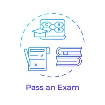Pass an exam blue gradient concept icon Stock Illustration