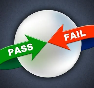 Pass fail arrows meaning approve approval and passing Stock Illustration