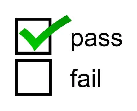 Pass fail checkbox with green pass box checked Stock Illustration
