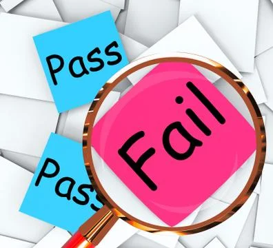 Pass fail post-it papers mean satisfactory or declined Stock Illustration