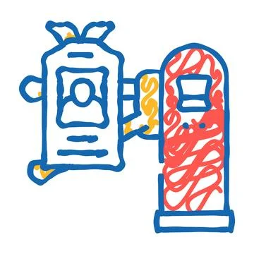 Pass key for entry to canteen icon doodle illustration Stock Illustration